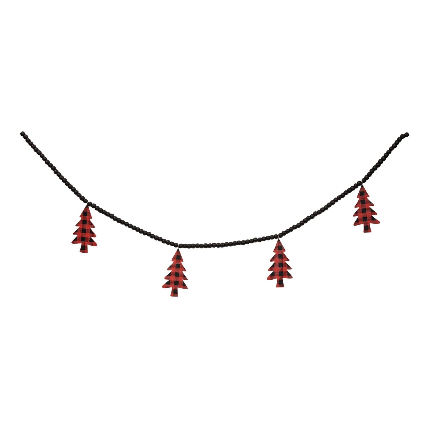 Buffalo Check Christmas Trees Beaded Garland