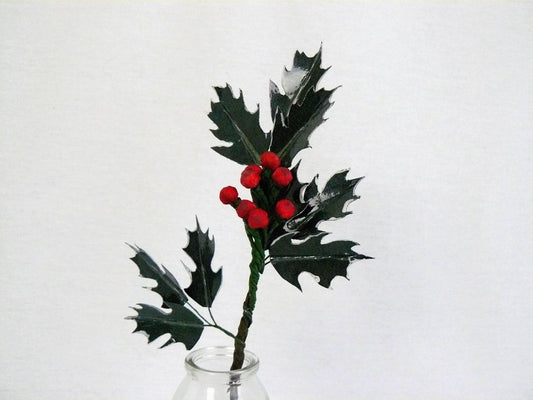 Handmade Paper Holly  Stem