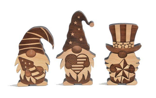 Engraved 4th Of July Gnome Wood Cutout - Americana