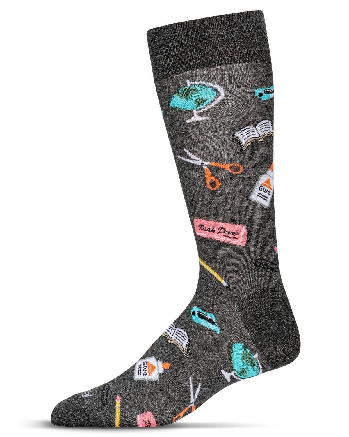 Teacher School Supplies Bamboo Crew Socks Size 10-13 - Dark Gray