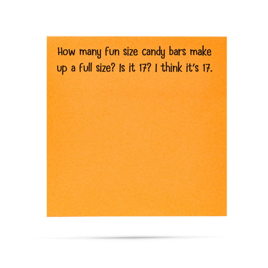 How many fun size candy bars in a full size | sticky notes