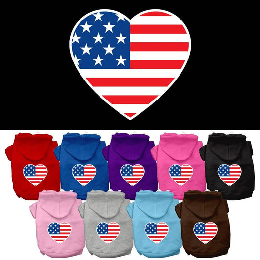 American Flag Heart Dog Hoodies