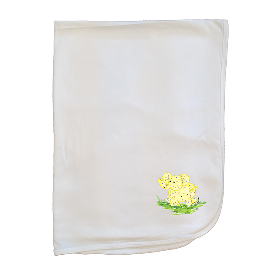 Baby Set- Yellow Elephant- Blanket, Gown, and Bib