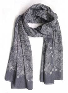 Scarf - Large 100% Cotton Scarf Grey Bandana Print Scarf