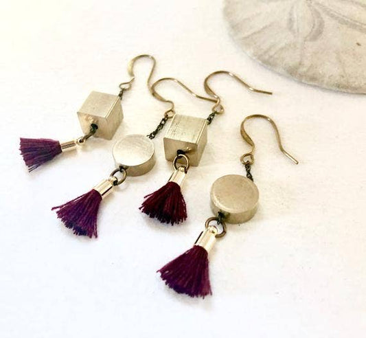 Cube Tassel Earrings