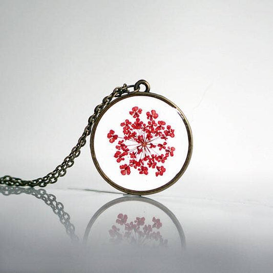 Red Queen Anne's Lace Necklace