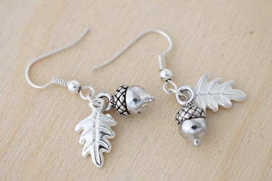 Silver Acorn Charm Earrings