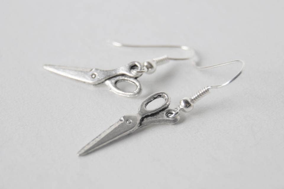 Mini Silver Scissor Earrings