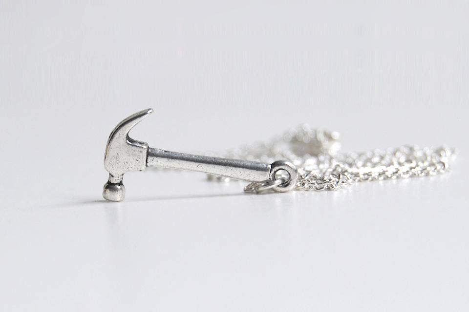 Little Silver Hammer Necklace 18"