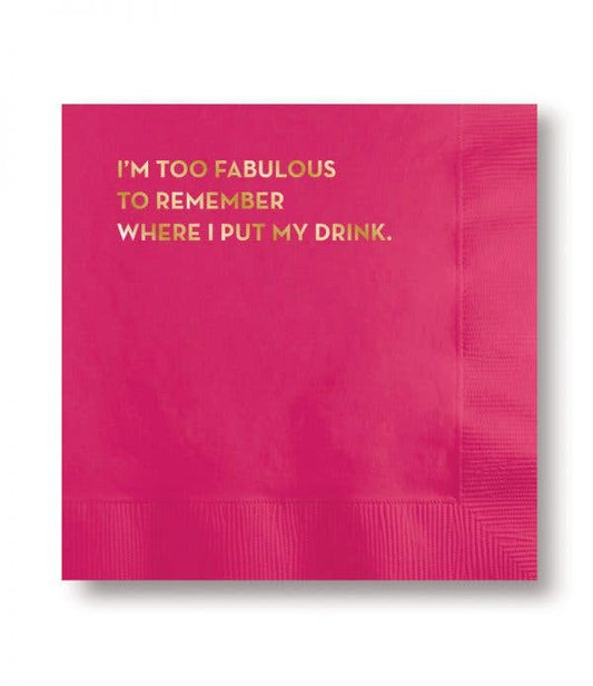 Too Fabulous Napkins (Magenta With Gold Foil)