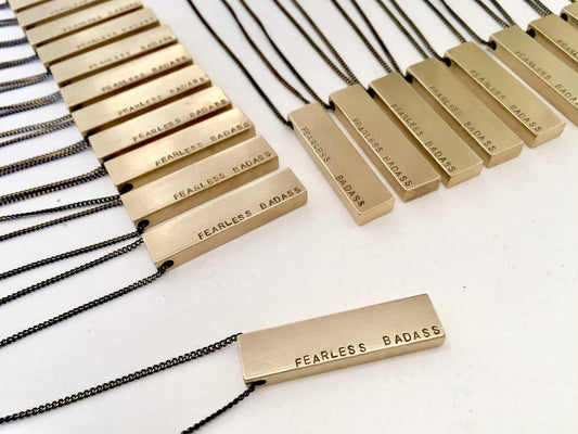 Fearless Badass bar necklace