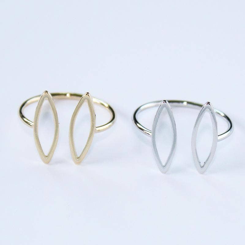 Diamond Wrap Adjustable Ring Geometric Shape Marquise: Gold