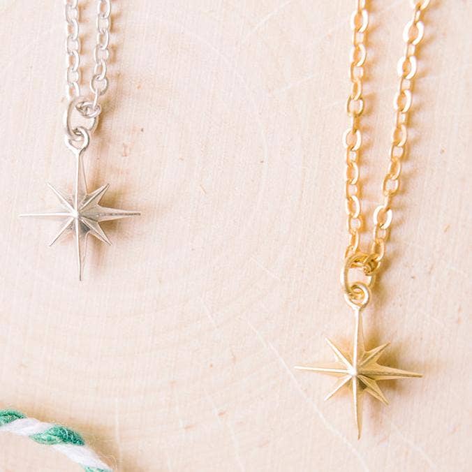 North Star Charm Necklace: Gold