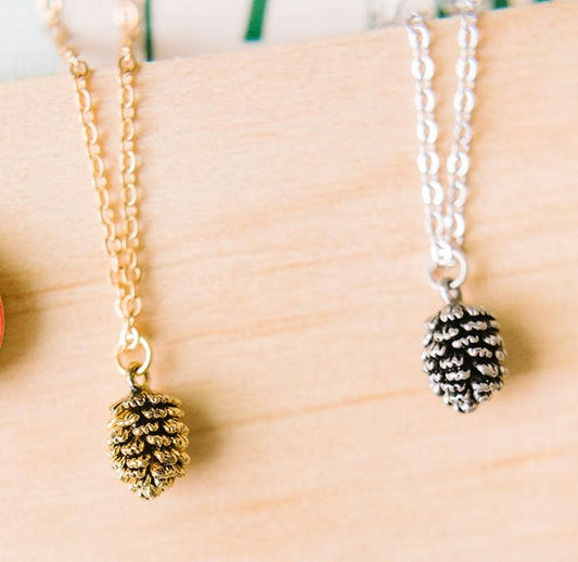 Pinecone Charm  Necklace: Gold