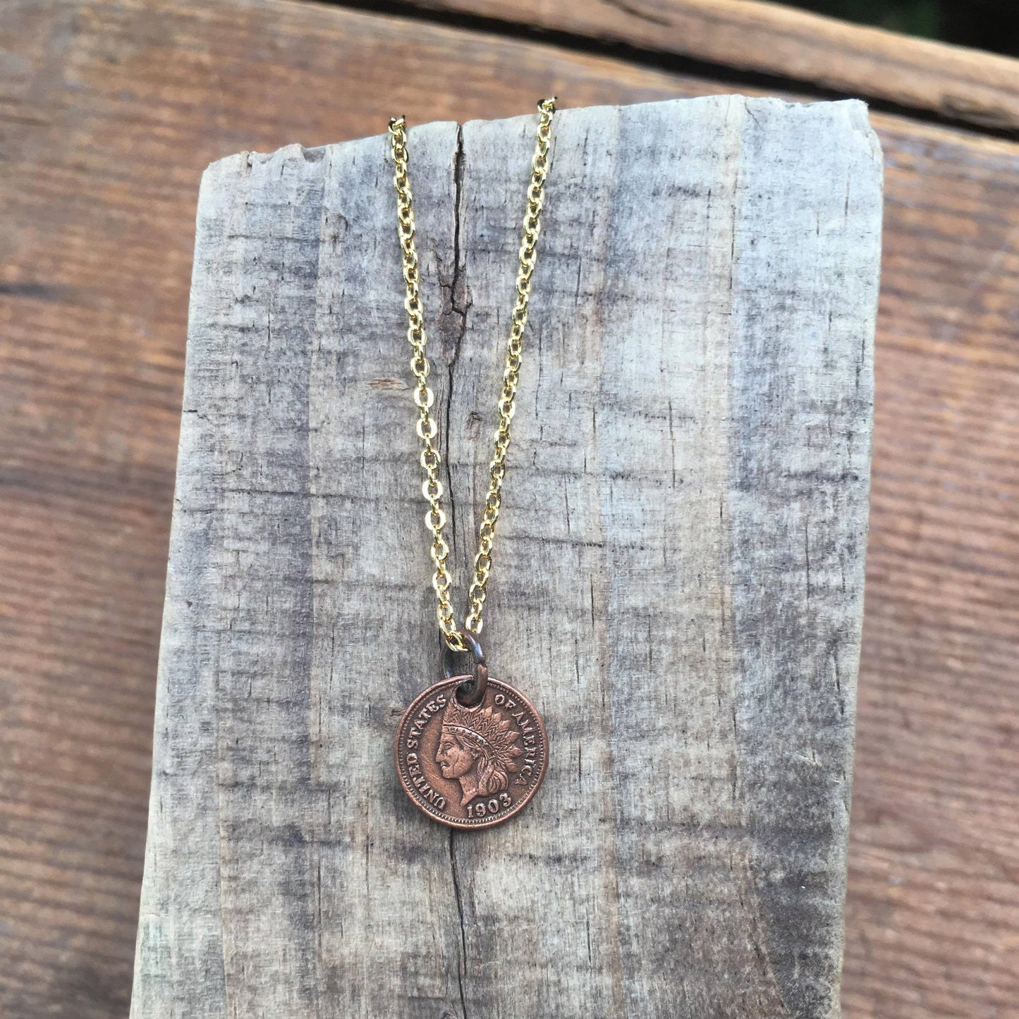 Tiny Copper Penny Charm Necklace