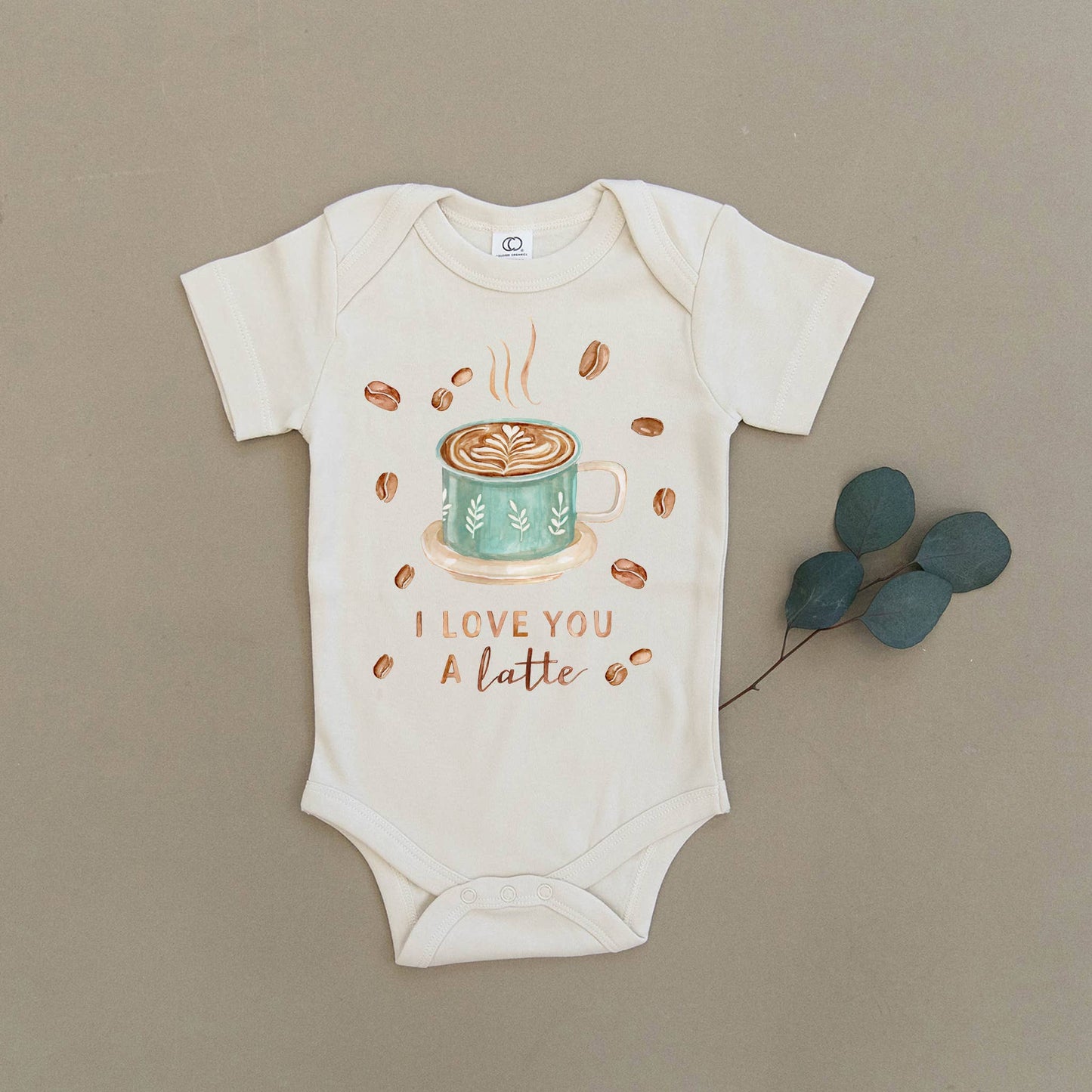 I Love You a Latte Coffee Organic Baby Onesie