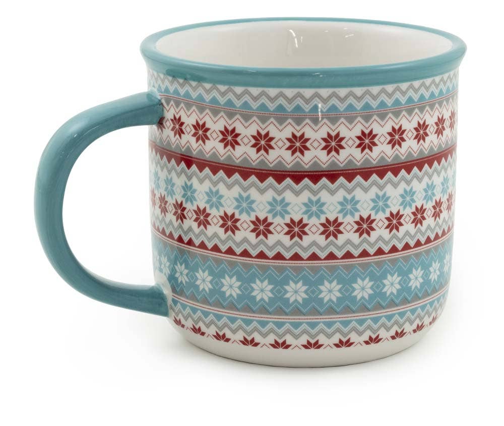 Boston International - Fancy Forest Stripe Ceramic Christmas Mug