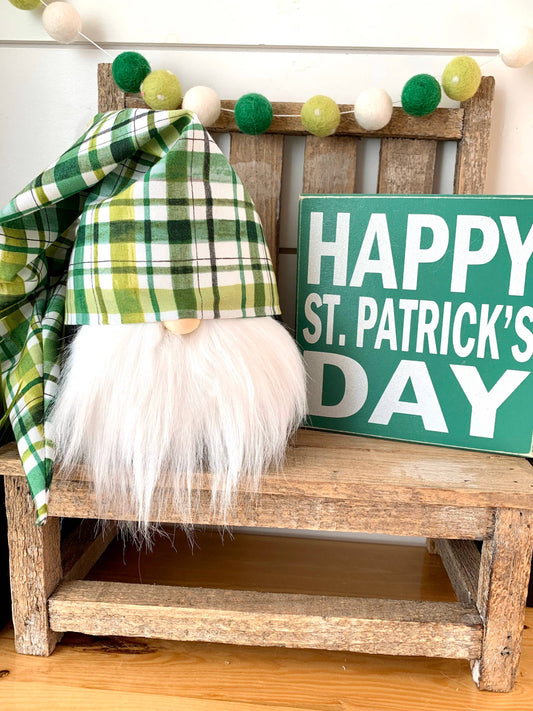 Slouchy St. Patrick’s Plaid Gnome, Boy Or Girl
