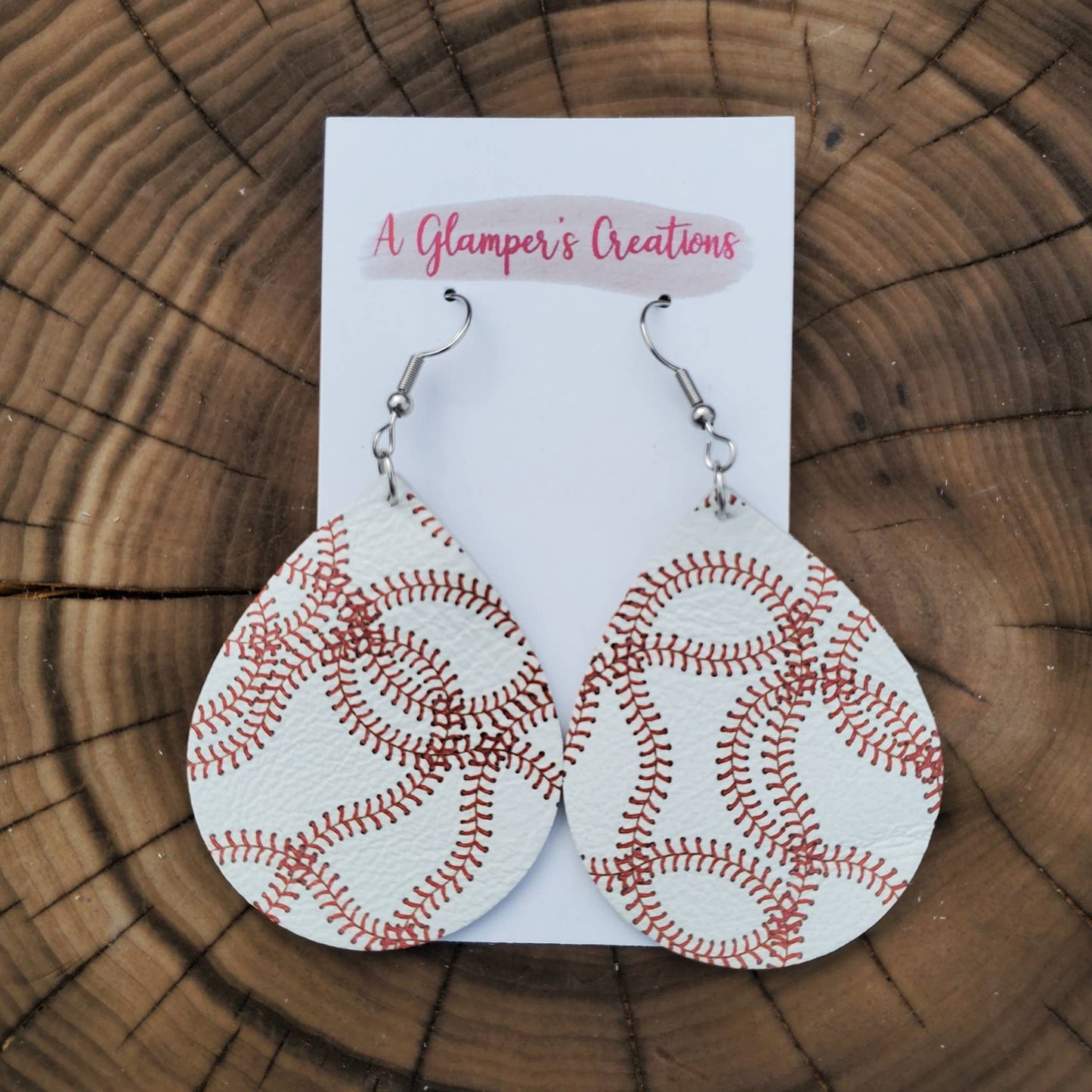 Baseball Laces Leather Earrings