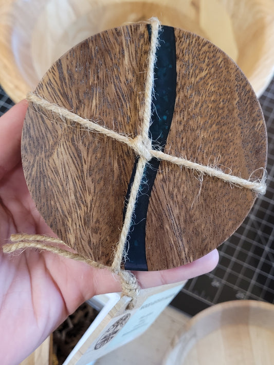 Coasters Round Exotic Wood Smaller Malachite