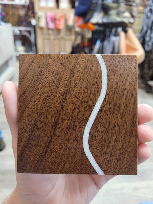 Coaster Square Exotic Wood With Mother of Pearl Inlay