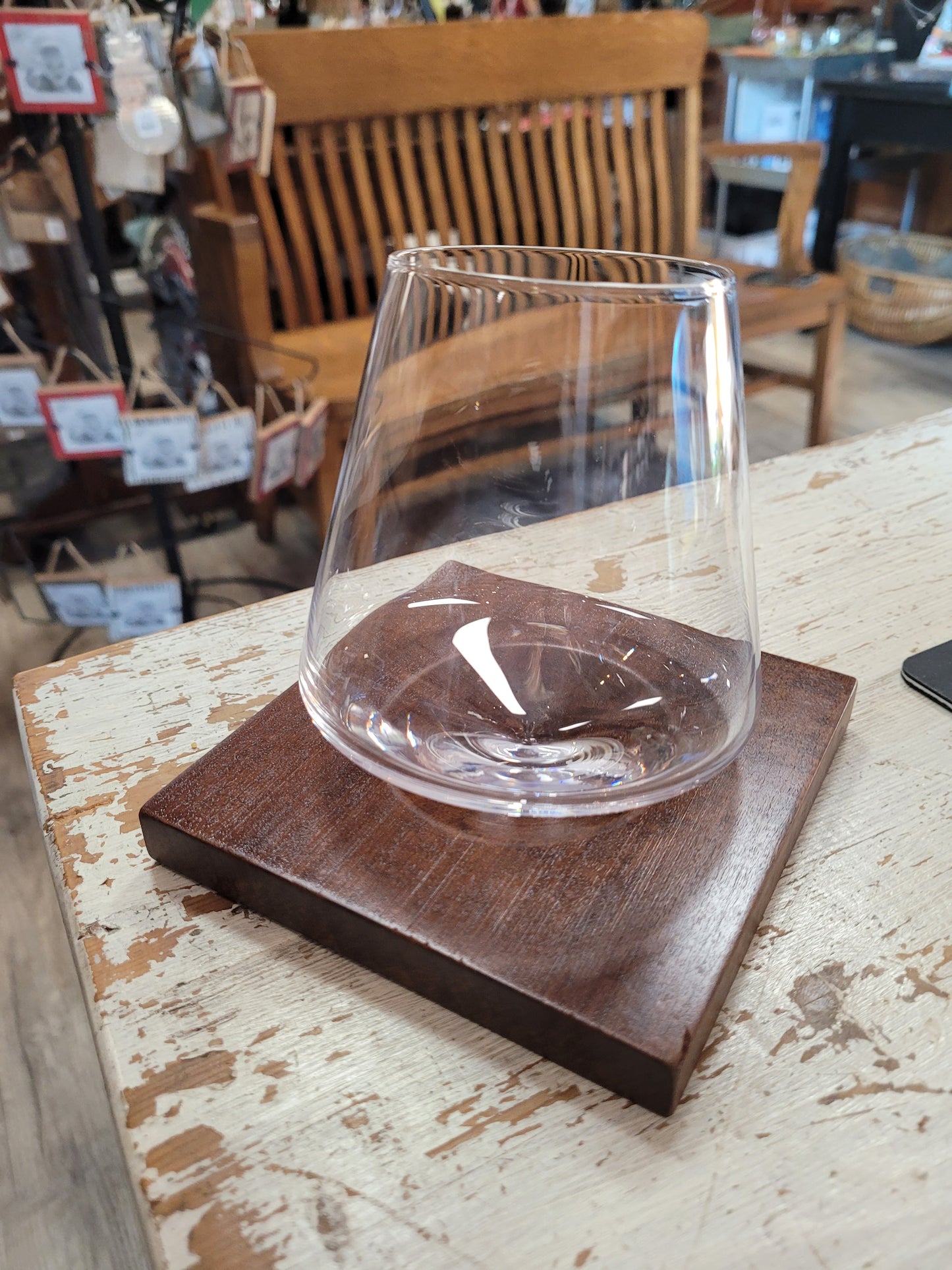 Wood Coaster for Single Revolving Glass