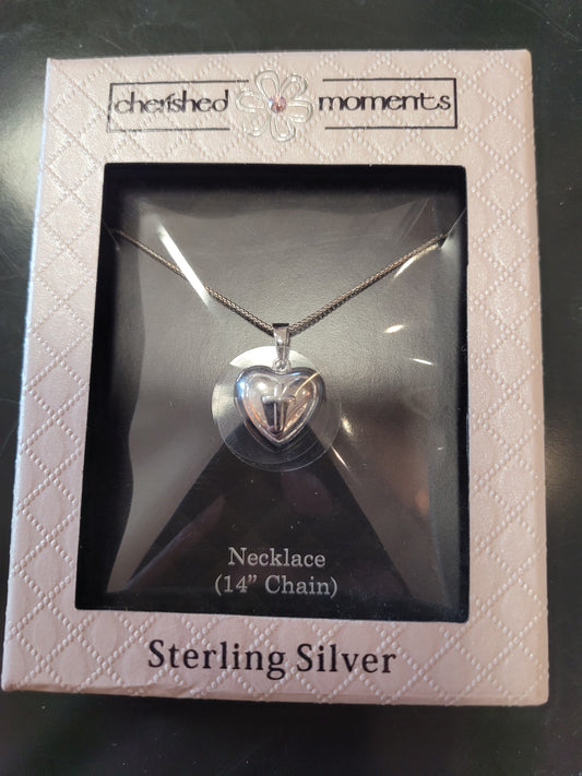 Sterling Silver Children's Cross Heart Necklace