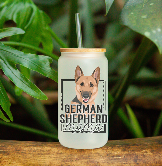 German Shepherd Mama - Frosted Can Glass