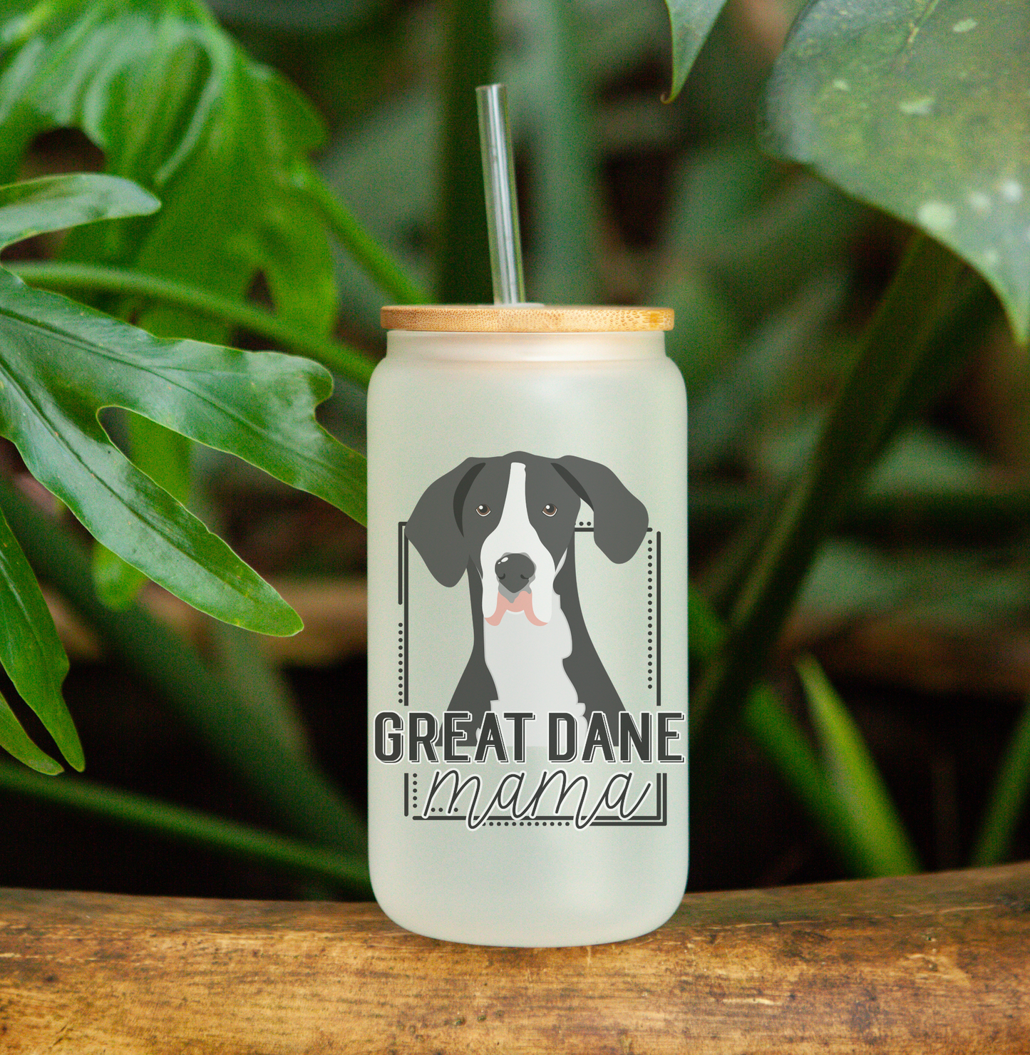 Great Dane Mama - Frosted Can Glass