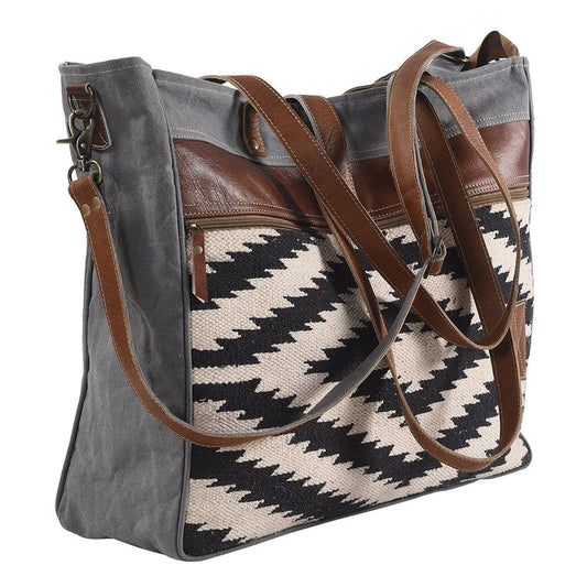 Tribal Canvas and Leather Tote