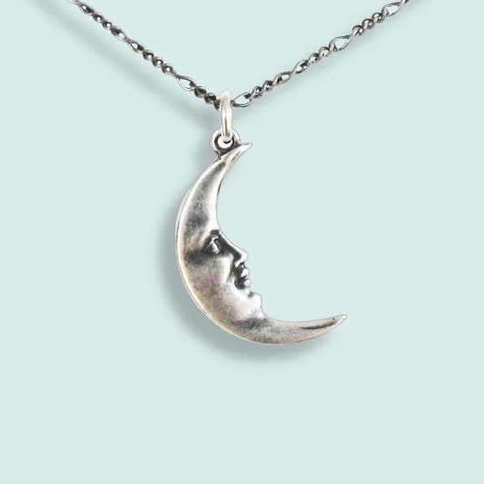 Silver Man in the Moon Necklace