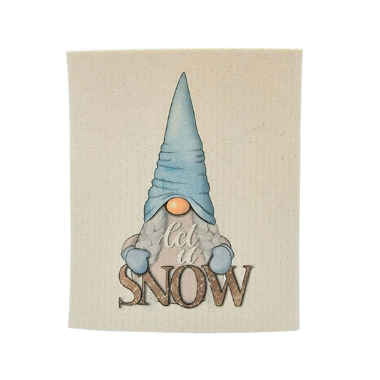 Let it Snow Winter Gnome Swedish Dishcloth - Christmas Decor