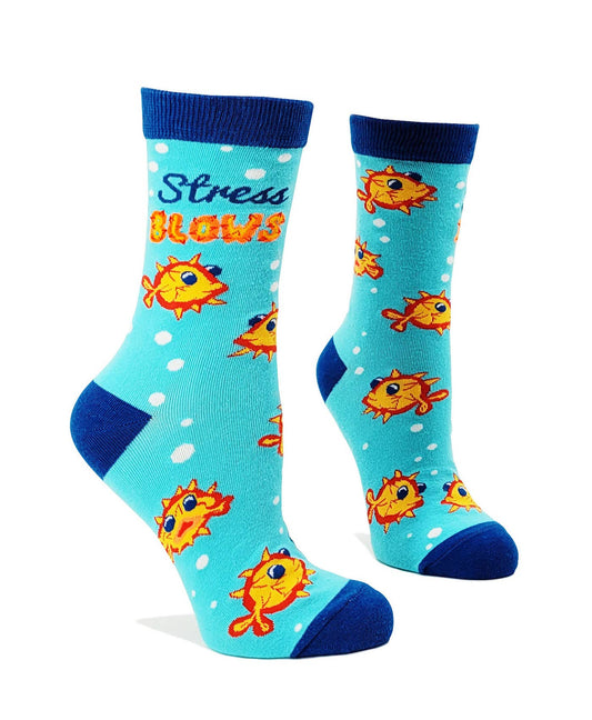 Stress Blows Ladies' Novelty Crew Socks Featuring a Cute Fis