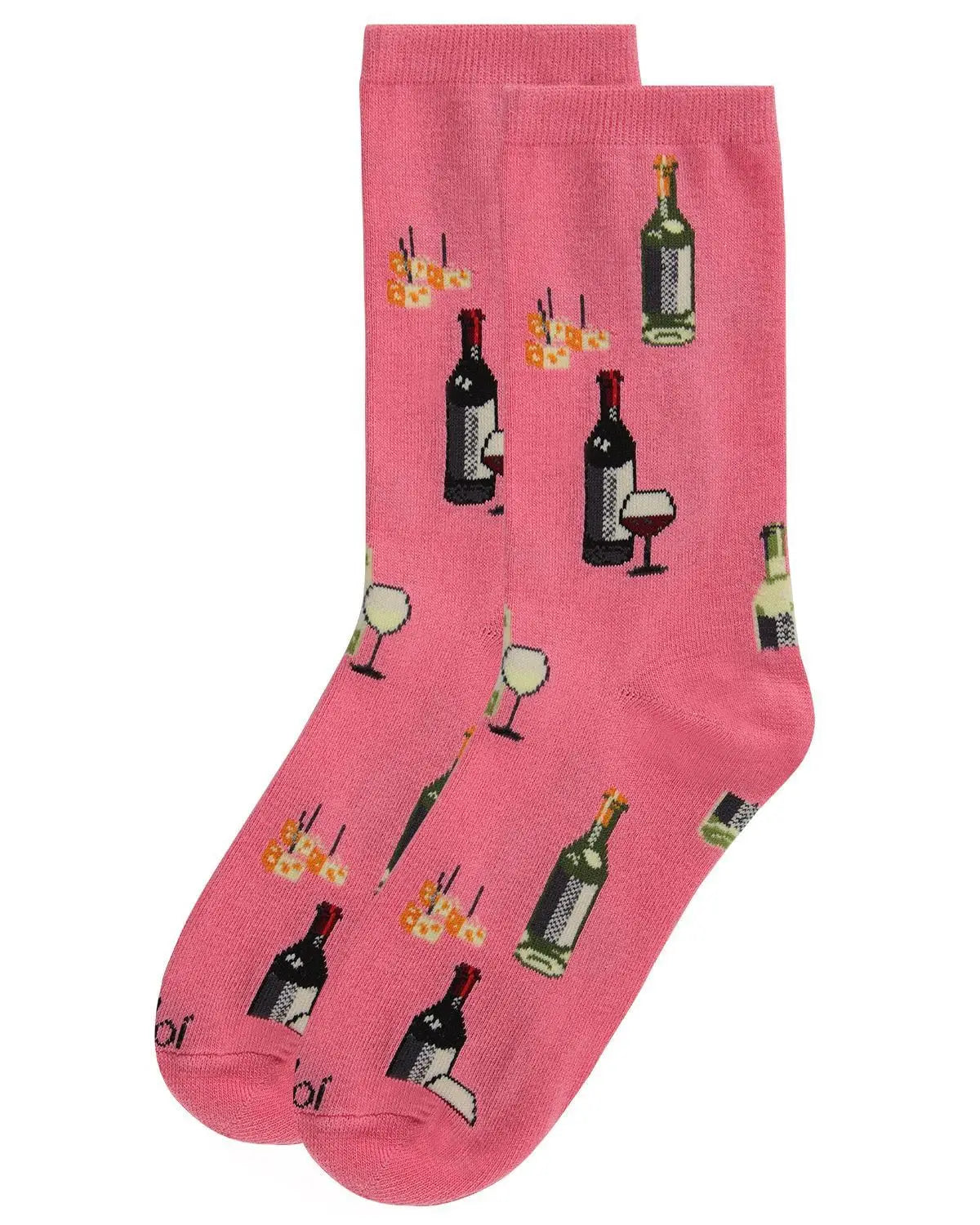 Wine and Cheese Bamboo Blend Crew Socks