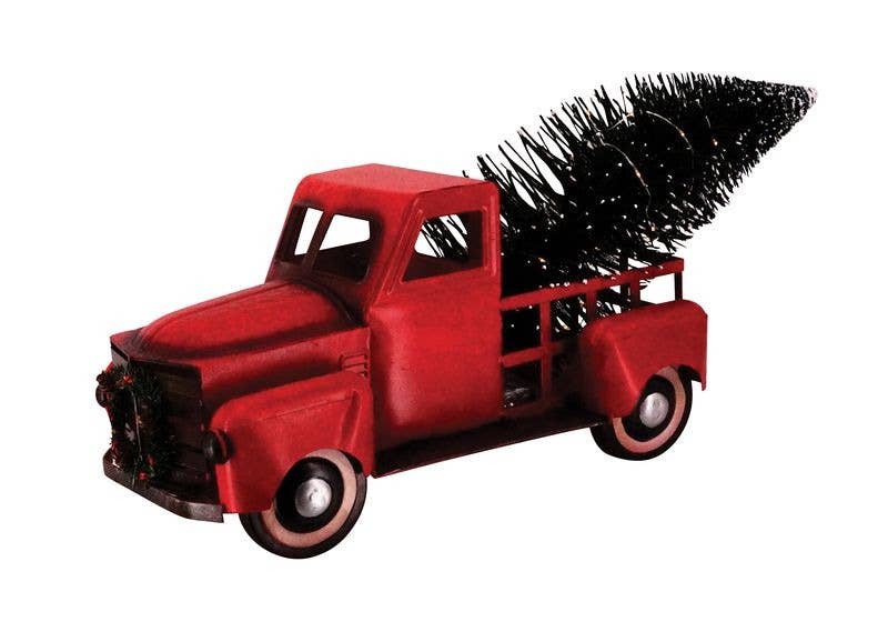 Red Metal Truck with Tree with Lights