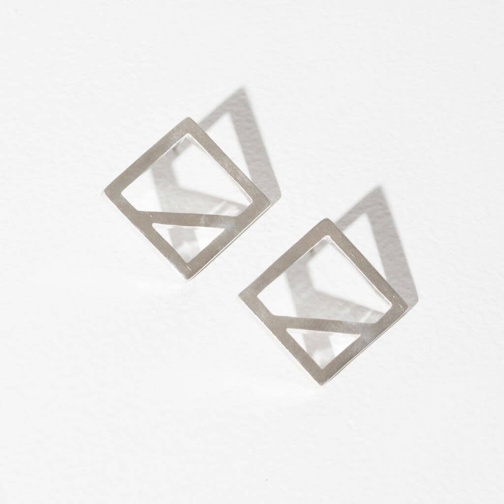 Wink Square Earrings | Sterling Silver