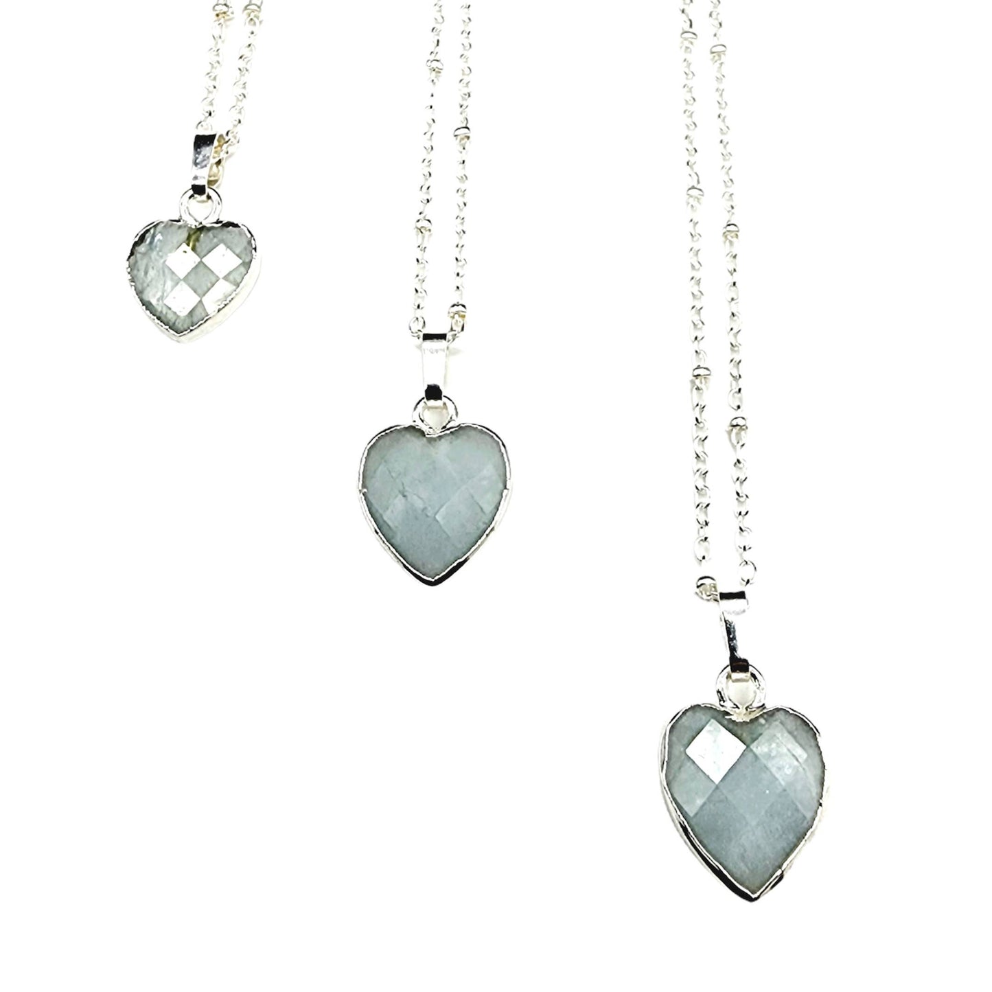 Dainty Faceted Aquamarine Heart Necklace