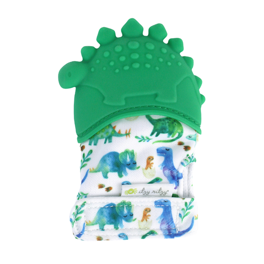 Itzy Mitt™ Silicone Teething Mitts - Green Dino