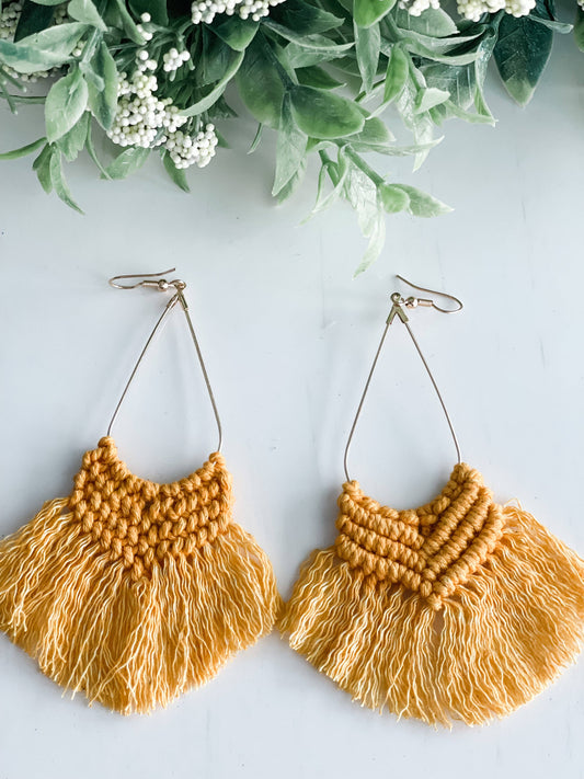 Boho Macrame Earrings "Mustard"