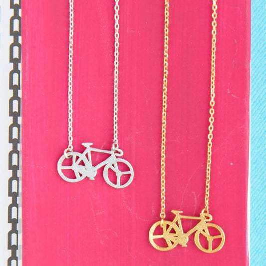 Gold Bicycle Charm Necklace