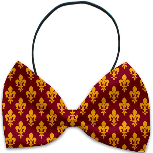 Maroon Fleur de Lis Pet Bow Tie