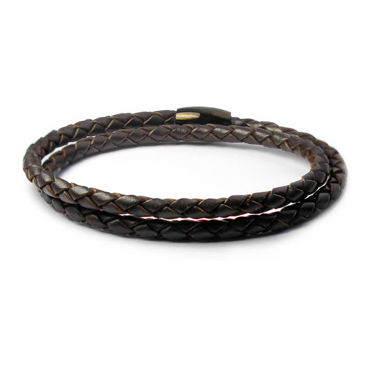 Men Double Wrap Leather Bracelet