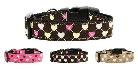 Argyle Hearts Nylon Ribbon Collar