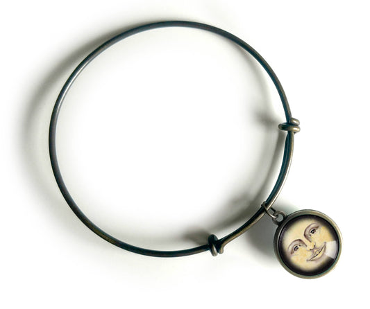 Victorian Man in the Moon Bangle Bracelet