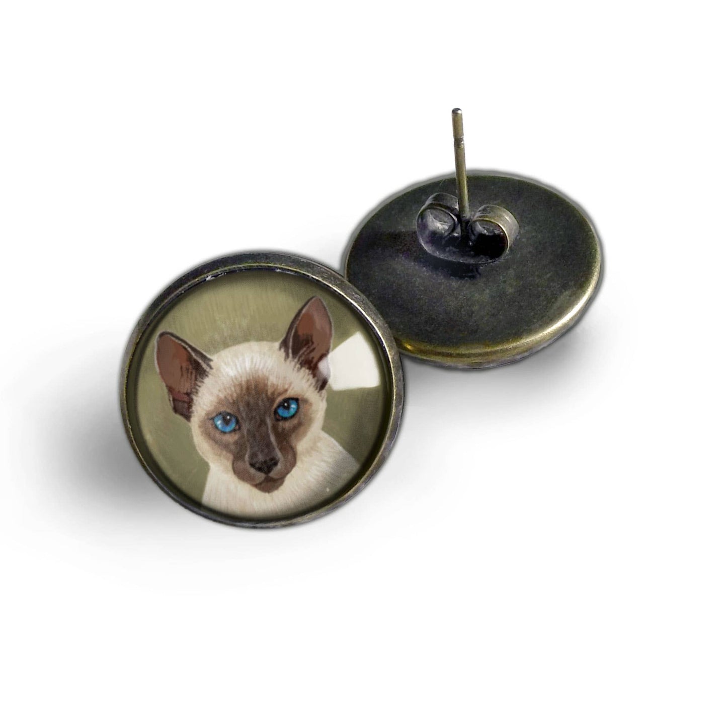 Best Friends Siamese Cat Stud Earrings