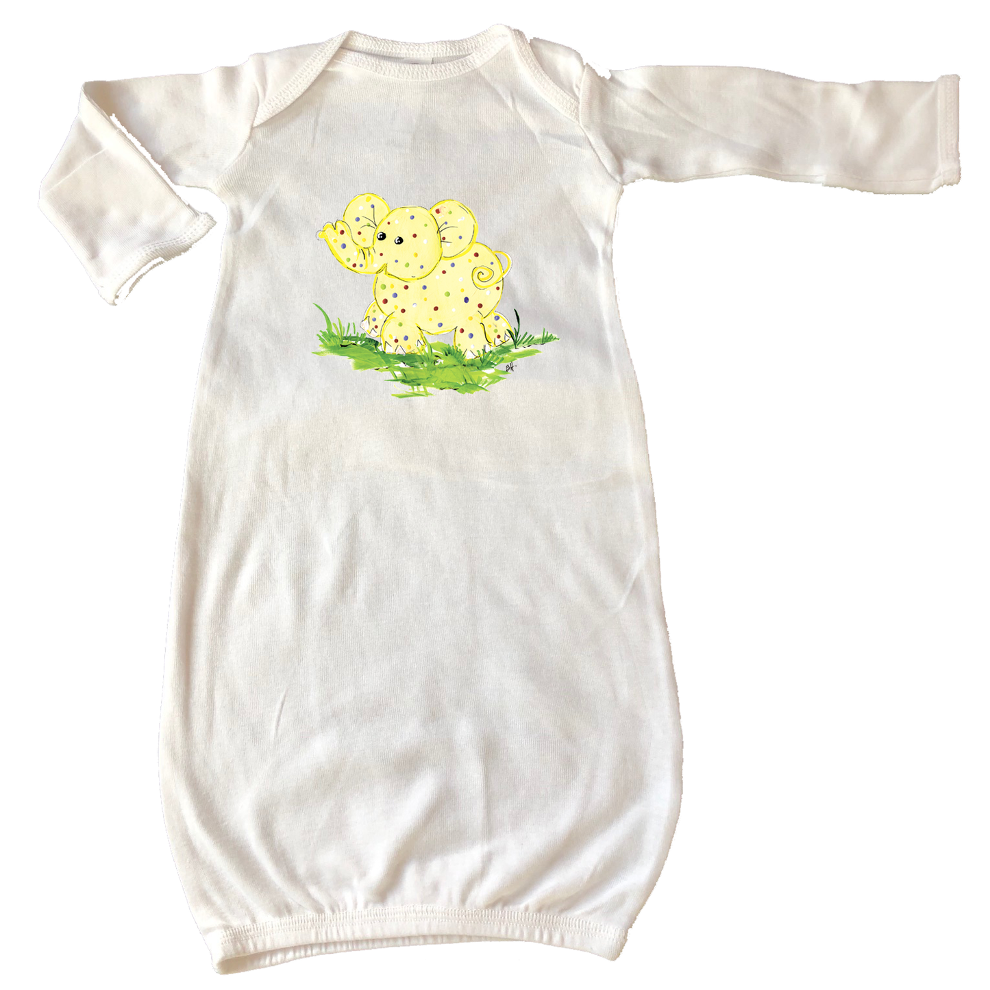 Baby Set- Yellow Elephant- Blanket, Gown, and Bib