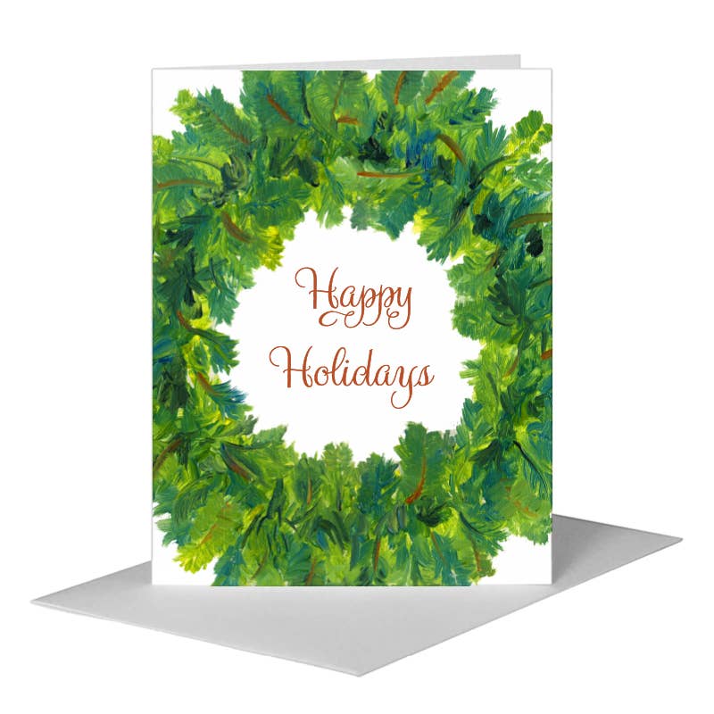 Green Wreath - Greeting Card