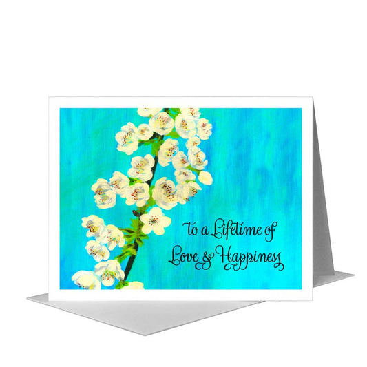 Wedding Card Wild Cherry Blossoms Greeting Card