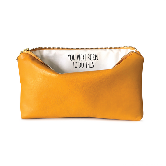 You were born to do this. Message - Mustard Faux Leather Pouch