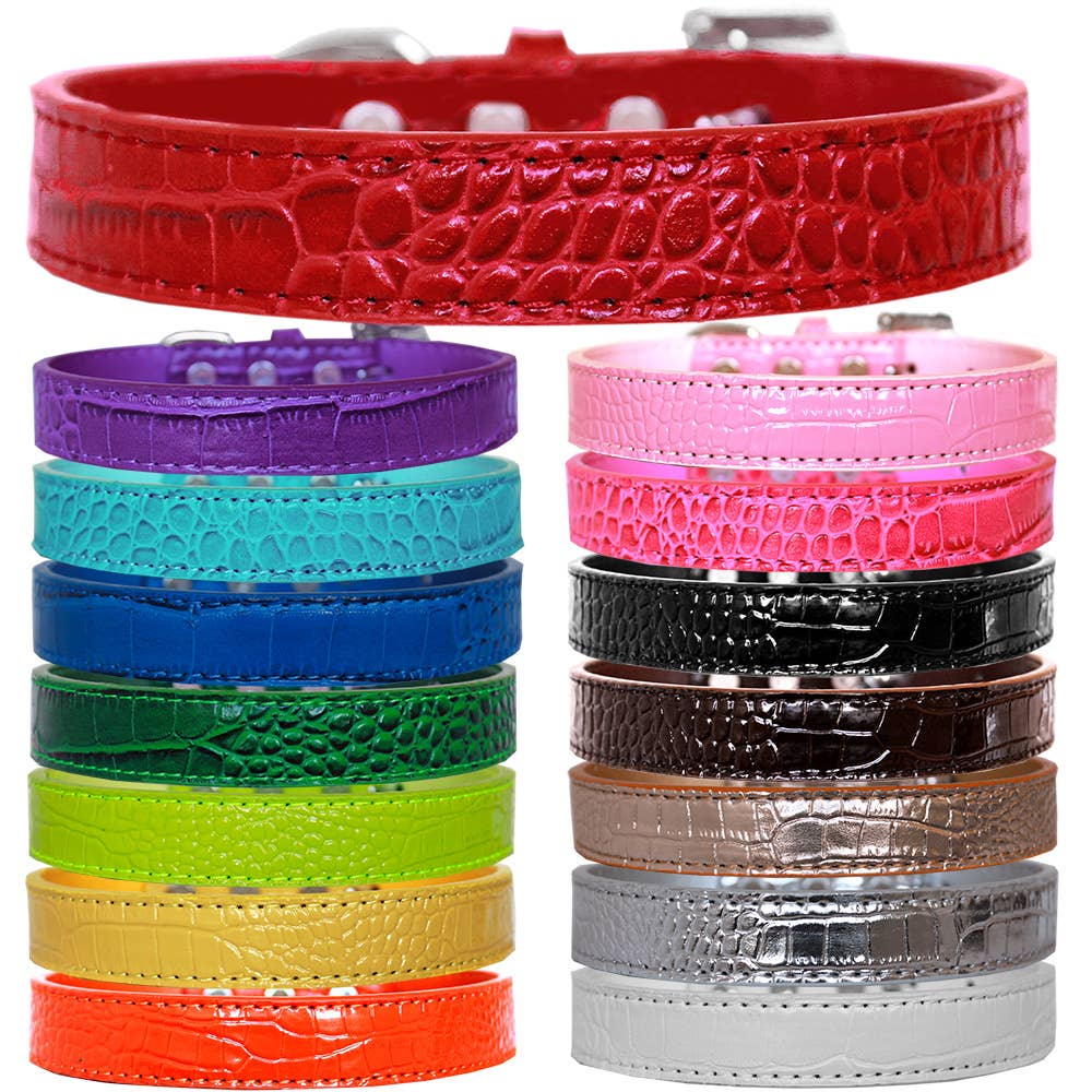 Tulsa Designer Faux Croc Dog Collar